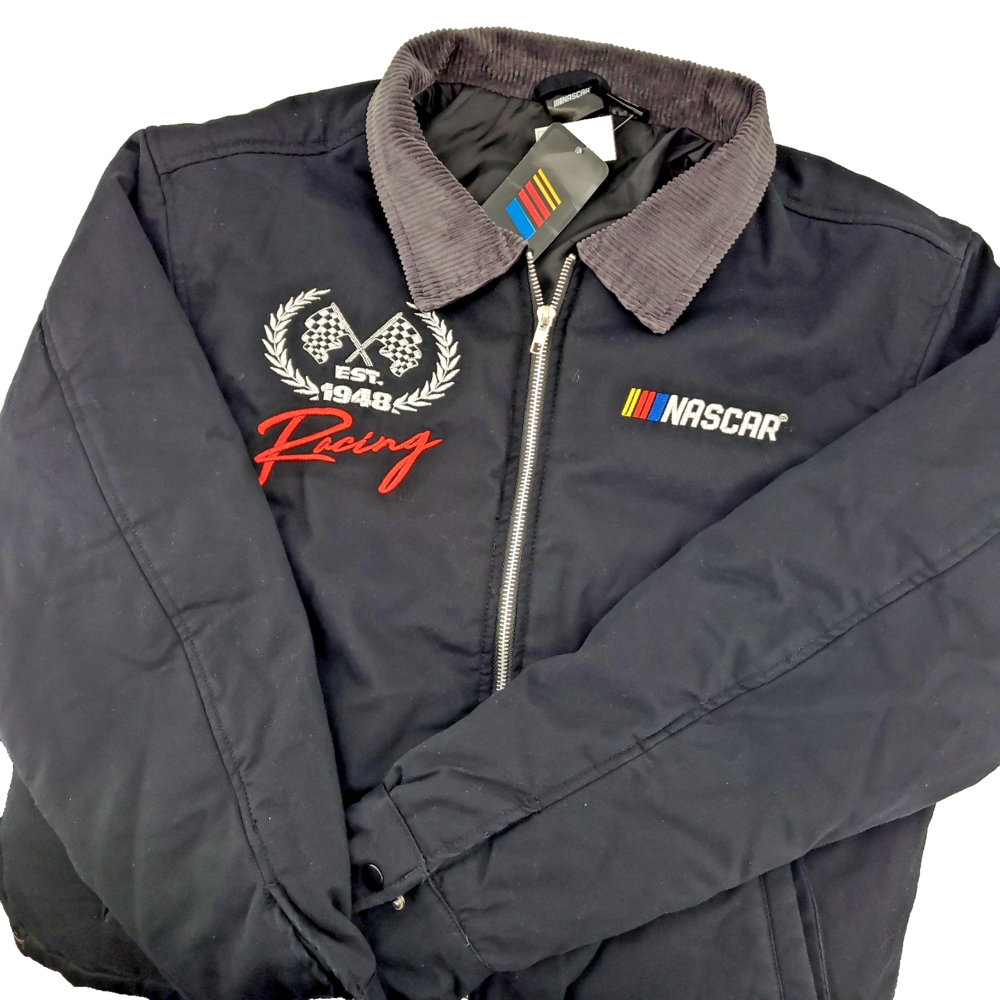 NASCAR Racing Est 1948 Jacket Mens M Canvas Workwear Corduroy Collar Detroit NWT